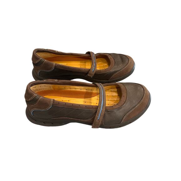 Clarks Unstructured Womens Size 8M Leather Comfort Mary Jane Flats Walking Shoes - Picture 1 of 12